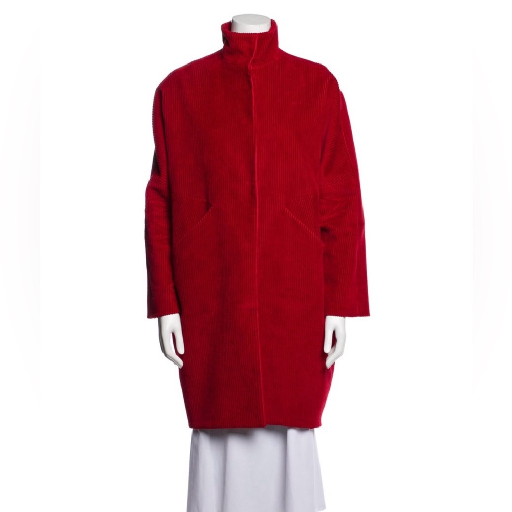 Zero + Maria Cornejo Vibrant Red Corduroy Knee-Length Coat